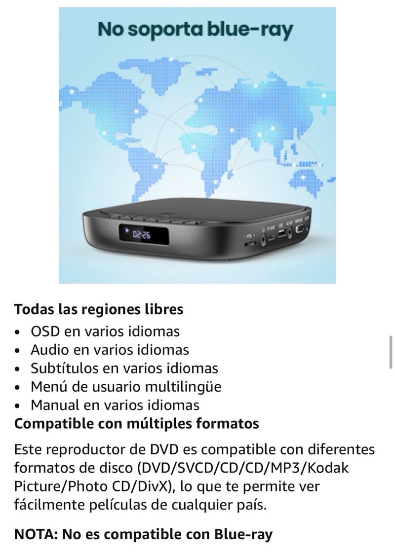 Reproductor DVD-CD Desobry Region Free afbeelding 8
