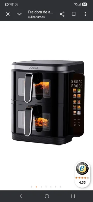 Freidora de aire Jocca 11L doble cubeta