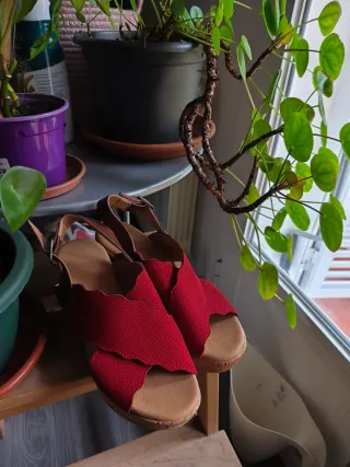 Sandalias Rojas Cuña Talla 38