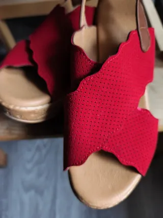 Sandalias Rojas Cuña Talla 38