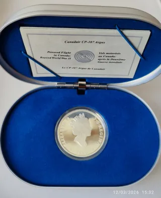 Moneta in Argento 20 Dollari Canadesi. 1 Oncia Troy.