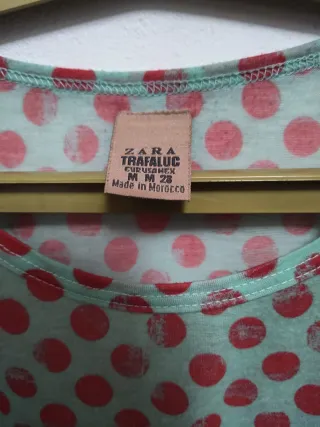 Blusa Zara Talla M Turquesa y Rosa