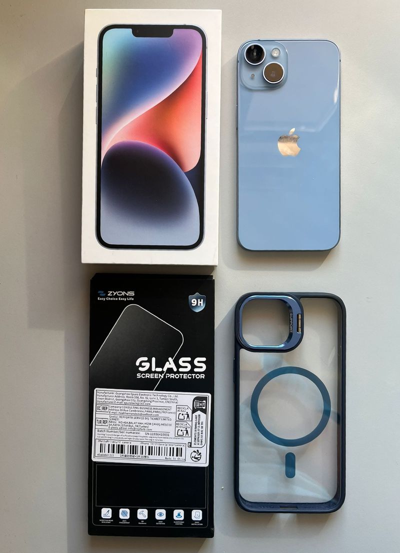 iPhone 14 128GB Azul - Cable + Funda + Protectores afbeelding 2
