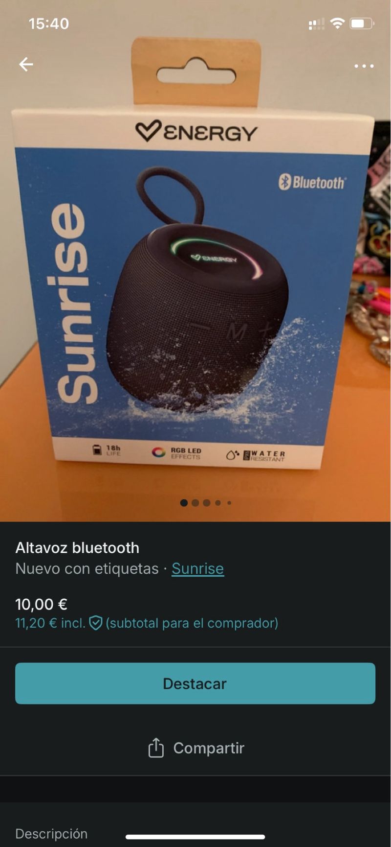 Altavoz Bluetooth Energy Sistem Sunrise