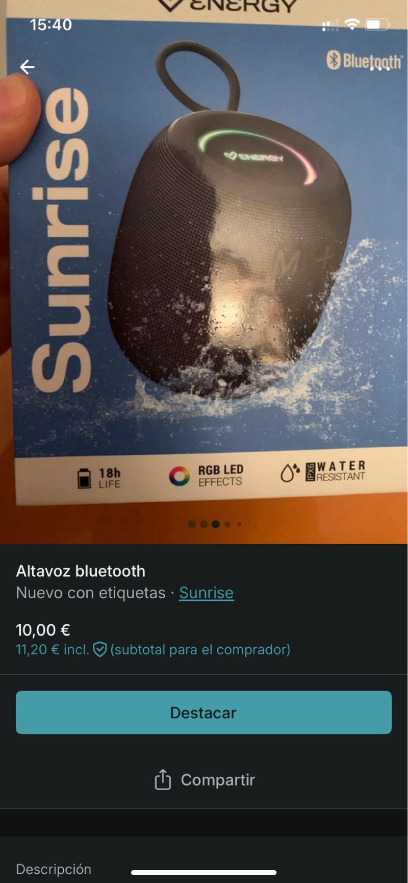 Altavoz Bluetooth Energy Sistem Sunrise afbeelding 2