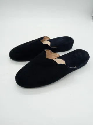 Pantofole donna pelle blu n.37