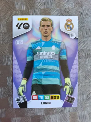 Cromo de Lunin Real Madrid n°201
