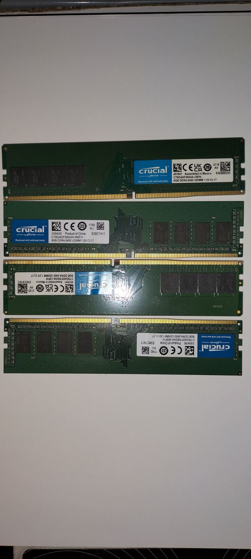 4x Crucial DDR4 8GB RAM - 32GB Total