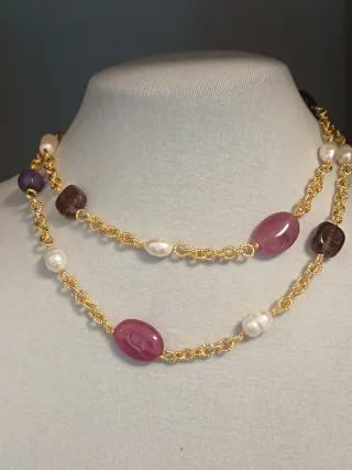 Collana perle e pietre dure