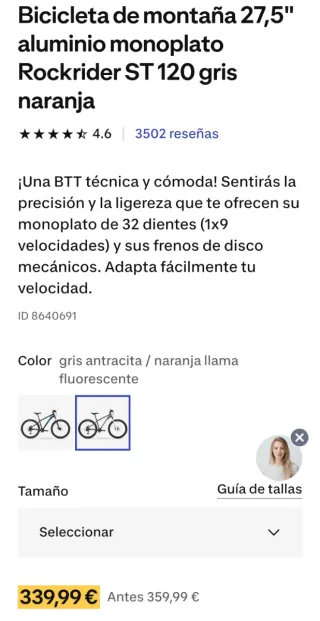 Bicicleta Rockrider ST 120 Gris Naranja 27.5