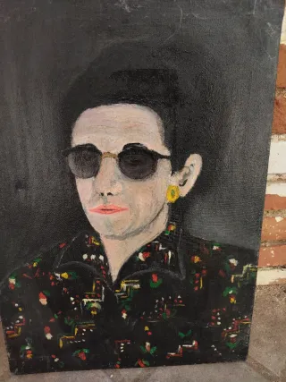 Cuadro pintura óleo lienzo retrato vintage antiguo