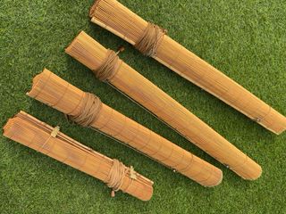 Estor enrollable de bambú y madera