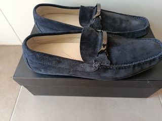 Zapatos BOSS Hombre, color azul y de ante