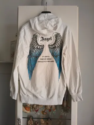 Felpa con cappuccio bianca uomo