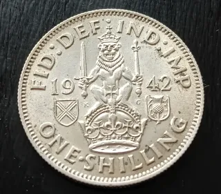 MONEDA PLATA CHELÍN BRITÁNICO JORGE VI 1942