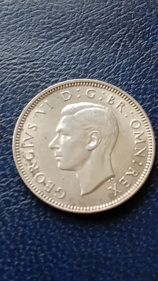 MONEDA PLATA CHELÍN BRITÁNICO JORGE VI 1942