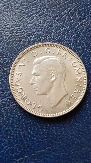 MONEDA PLATA CHELÍN BRITÁNICO JORGE VI 1942
