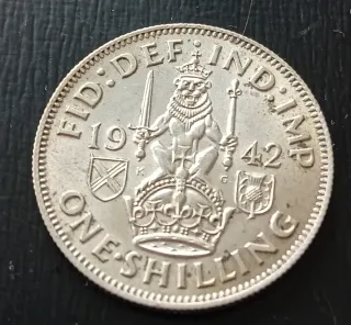 MONEDA PLATA CHELÍN BRITÁNICO JORGE VI 1942