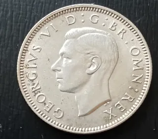 MONEDA PLATA CHELÍN BRITÁNICO JORGE VI 1942