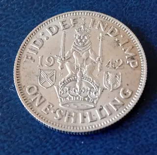 MONEDA PLATA CHELÍN BRITÁNICO JORGE VI 1942