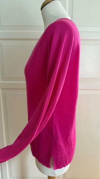 Jersey fino escote pico rosa