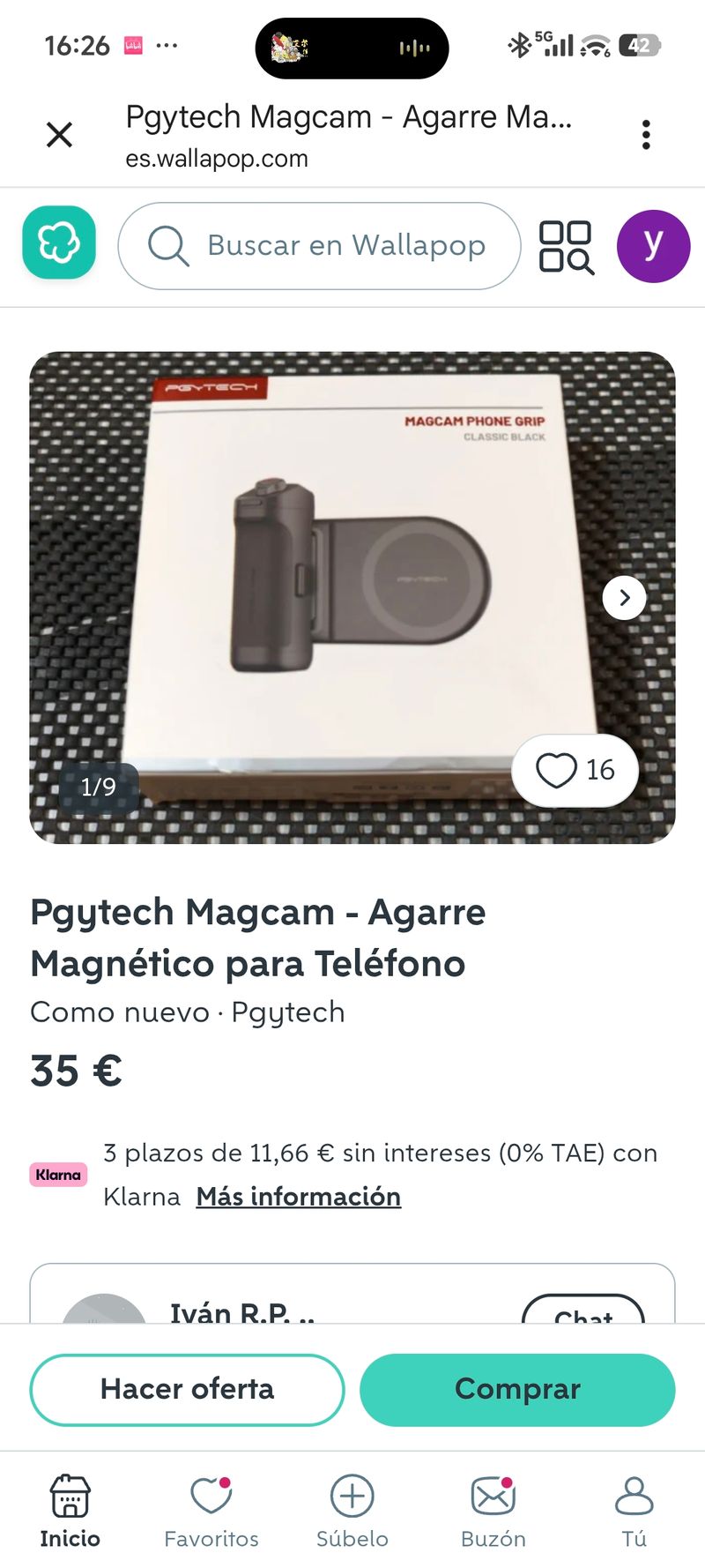 Pgytech Magcam Agarre Magnético Negro afbeelding 4