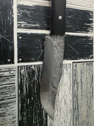 Cuchillo artesanal mango de madera de ebano