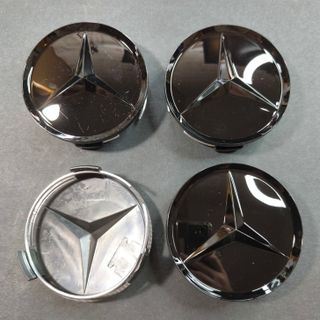 TAPABUJES MERCEDES 75mm NEGRO BRILLO - TAPAS AMG