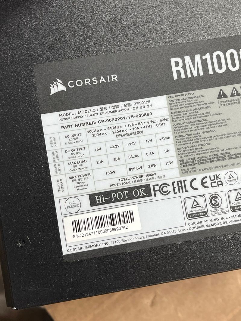 Corsair RM1000 x 80 PLUS Gold Fuente de Alimentaci afbeelding 12