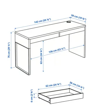 Escritorio IKEA MICKE Blanco 142x50 REGALO SILLA