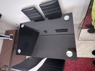 Mesa Comedor Cristal Negra + 4 Sillas