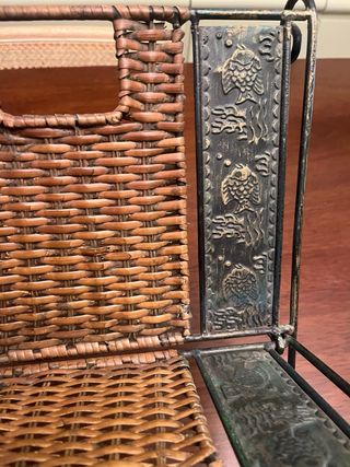 Revistero vintage metal y mimbre 40x30 años 50