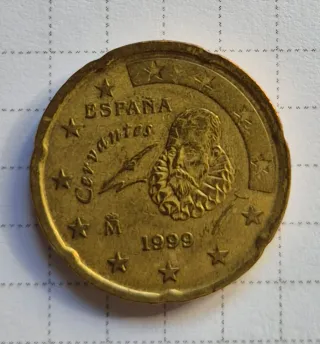 Moneda 20 céntimos España 1999 Cervantes