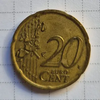 Moneda 20 céntimos España 1999 Cervantes