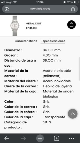 Reloj Swatch Dorado y Plateado