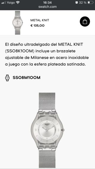 Reloj Swatch Dorado y Plateado