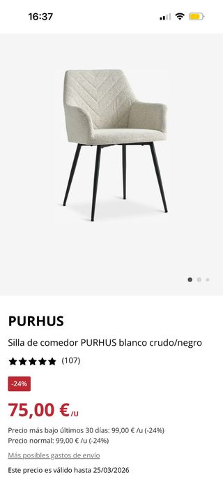 Silla PURHUS de JYKS blanco/ crudo