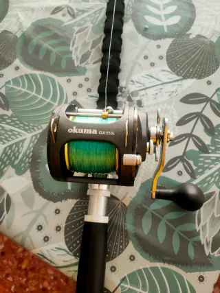 Caña y carrete para pesca en barca