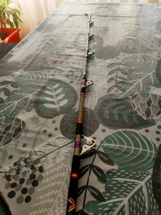 Caña y carrete para pesca en barca