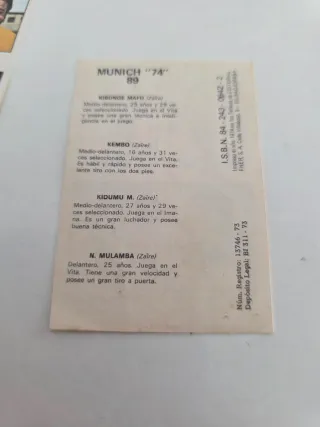 Lote cromos Mundial 1974 Zaire repetidos