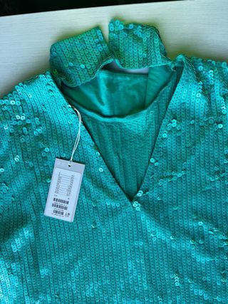 Top lentejuelas verde fiesta