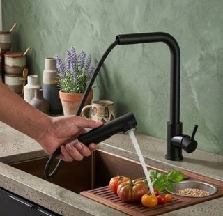 Grifo de cocina nuevo negro extraíble fregadero