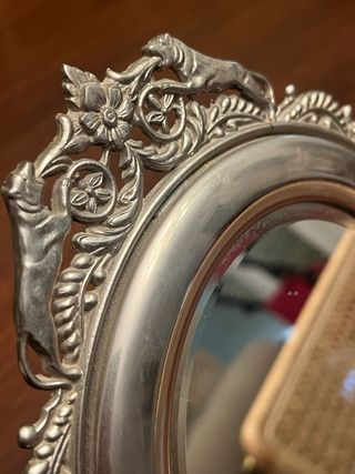 Espejo Vintage Plateado Ovalado 21x18