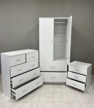 PACK ARMARIO+COMÓDA+MESITA DE NOCHE