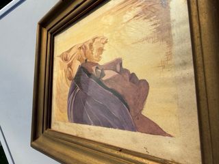 Antico dipinto su carta vintage