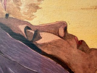 Antico dipinto su carta vintage