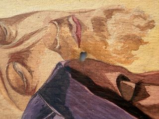 Antico dipinto su carta vintage