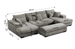 Sofá Cama Chaise Longue Tela Beige/Gris