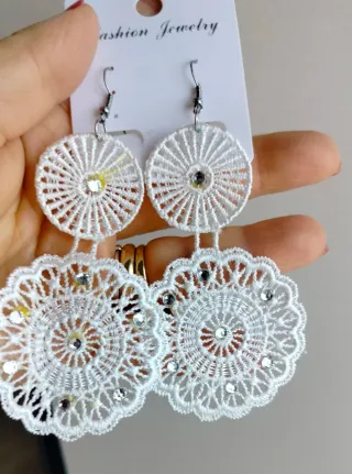 Orecchini pizzo bianco con strass