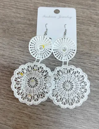 Orecchini pizzo bianco con strass